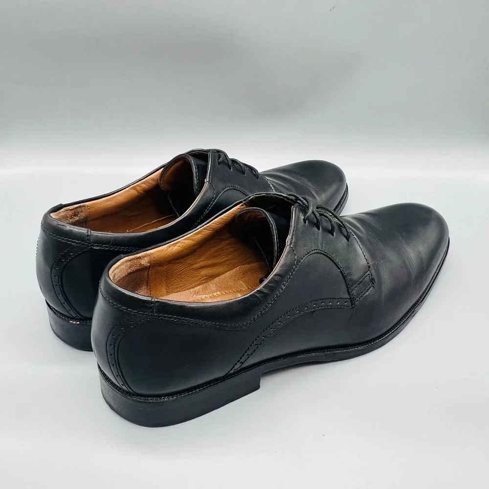 J. Murphy Johnston & Murphy Dress Shoes Mens 12 Black Leather Derby Plain Toe